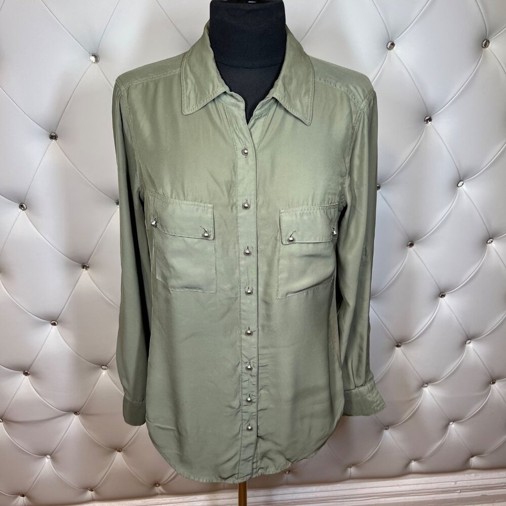 Cremieux Green Button-Up Shirt Size S